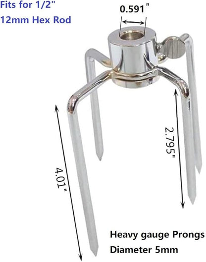 2 Pack Stainless Steel 304 Universal Grill Rotisserie Meat Forks Set - Fits 1/2-Inch and 3/8-Inch Hexagon & 3/8-Inch and 5/16-Inch Square & 1/2-Inch Round Spit Rods