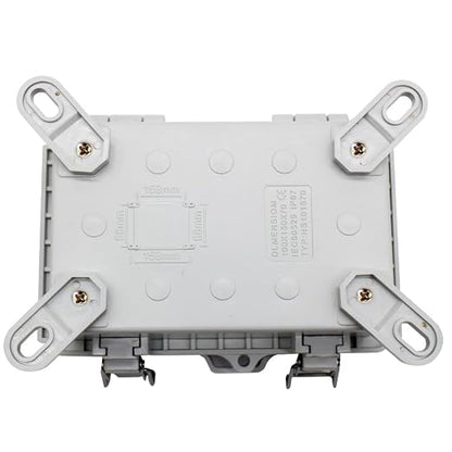 Mini Grey Watertight Junction Box Hinged Cover with Stainless Steel Latch Outdoor Weatherproof Custom PVC Plastic Enclosure Box for Project with Mounting Plate 5.9×3.9×2.8 inch(150×100×70mm)