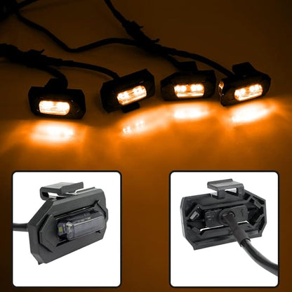 TOP-MAX Upgraded 4PCS Grill Lights for 2020 2021 2022 2023 Toyota Tacoma Off Road and TRD Sport OEM Grill, Tacoma Grill Accessories Replacement LED Warning Lights with Fuse (Amber Light/Smoked Lens)