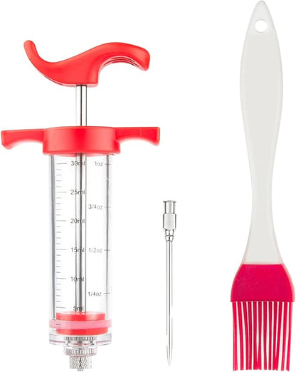 Meat Injector Kit,Plastic Marinade Injector Syringe with Screw-on Meat Needle,Turkey Injector for Beef Chicken Grill Cooking