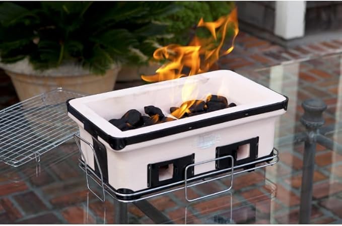 Portable Charcoal Grill for Camping BBQ Grills Outdoor Barbecue Grill Camping Grill with 157 Sq In Cooking Area,LightGrey-D