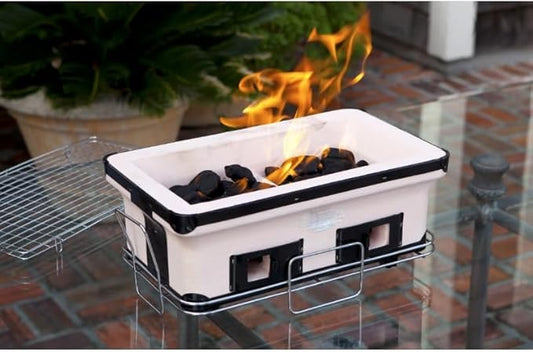 Portable Charcoal Grill for Camping BBQ Grills Outdoor Barbecue Grill Camping Grill with 157 Sq In Cooking Area,LightGrey-D