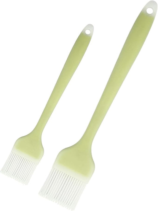 Pastry Brush Silicone Basting Brush for Cooking,2PCS 10+8 in Heat Resistant Food Brushes for Baking, Grilling, Cooking and Spreading Oil, Butter, BBQ Sauce, or Marinade (Green)