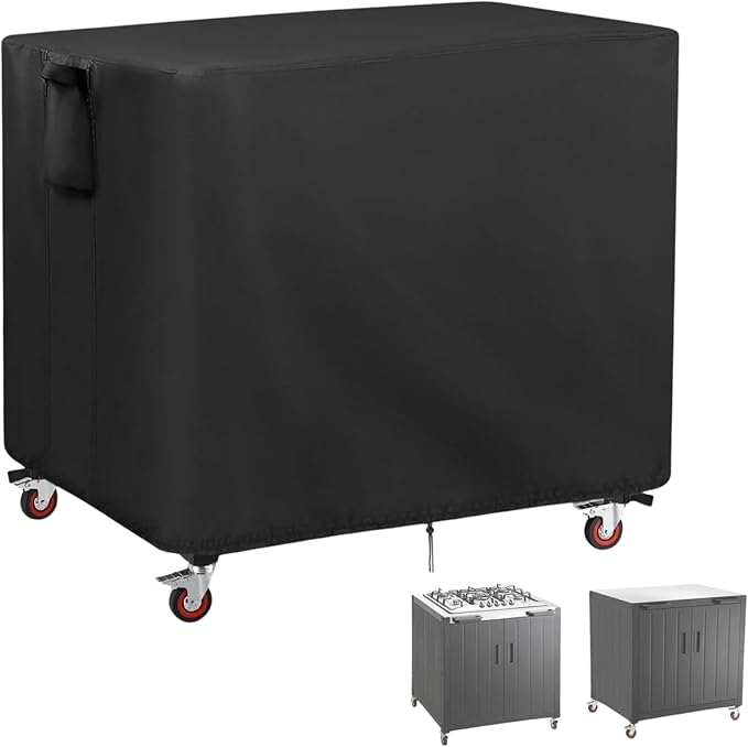 Prep Table Cover for Movable Dining Cart Table, 38inch Outdoor BBQ Cart Cover Bar Tool Cart Covers Cooler Covers - 38"L×27"W×39"H, Black