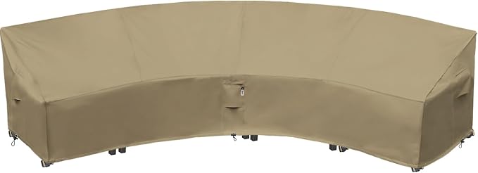 Curved Patio Furniture Cover for Outdoor Sectional Sofa, 190"(128") Reinforced Waterproof 600D Patio Sectional Couch Cover, Half Moon Lawn Outside Garden Furniture Winter Protective Cover