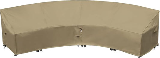 Curved Patio Furniture Cover for Outdoor Sectional Sofa, 190"(128") Reinforced Waterproof 600D Patio Sectional Couch Cover, Half Moon Lawn Outside Garden Furniture Winter Protective Cover