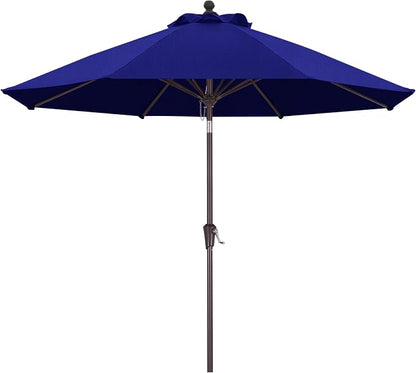 ABCCANOPY OLEFIN® 5-Year No Fading 9FT Outdoor Patio Umbrella(Deep Blue) | Fade & UV Resistant Fabric,8 Fiberglass Ribs，Wind Vent，Crank Lift & Tilt,Outdoor Table Umbrella for Deck,Backyard,Yard