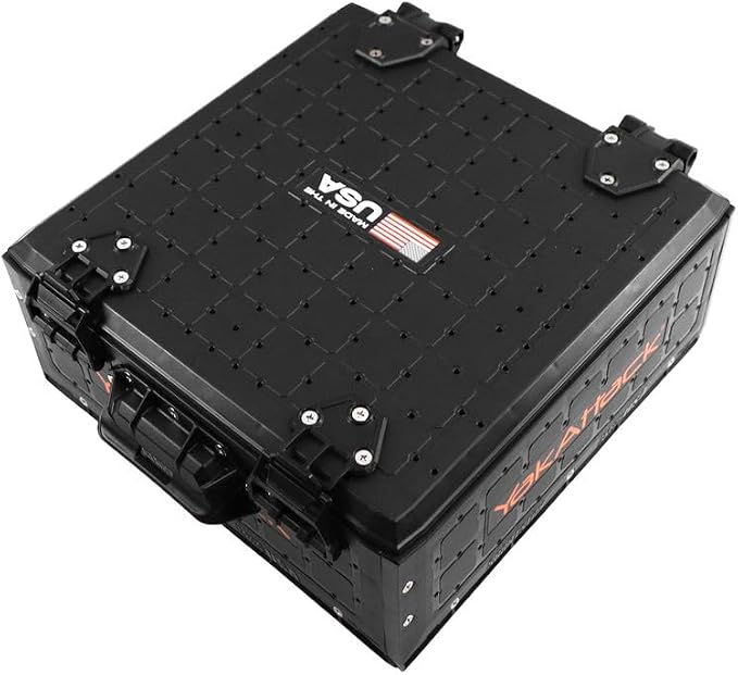 YakAttack ShortStak Solo Storage Box - Size & Color Options | Standalone Low-Profile Crate with Lid, Hinges & Latches | GridLoc Mounting Panels | Slider Feet for Under-Seat Use | Made in USA