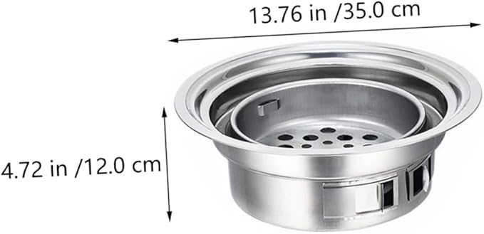 Luxshiny Portable Stainless Steel Korean Charcoal Grill Bbq Stove with Grill Rack, Small Outdoor Barbecue Oven for Picnic and Camping