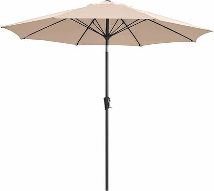 JEAREY 9FT Outdoor Patio Umbrella, Market Umbrella with 8 Fiberglass Ribs & Tilt/Crank, UV Protection & Wind-Resistant Pool Umbrella for Lawn Garden Deck Backyard, Cream Beige