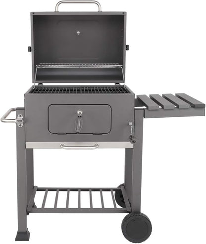 BBQ Charcoal Grill,Portable Barbecue Grill with Thermometer, Ash Tray, Air Outlet,Wheels,for Outdoor Picnic, Camping, Patio Backyard Balcony Cooking, Black
