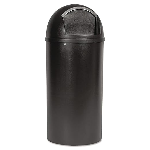 Rubbermaid Commercial Products Marshal Classic Container Round Trash Can 25 Gallons Brown Outdoor for Parks/College Campuses/Outdoor Shopping Malls