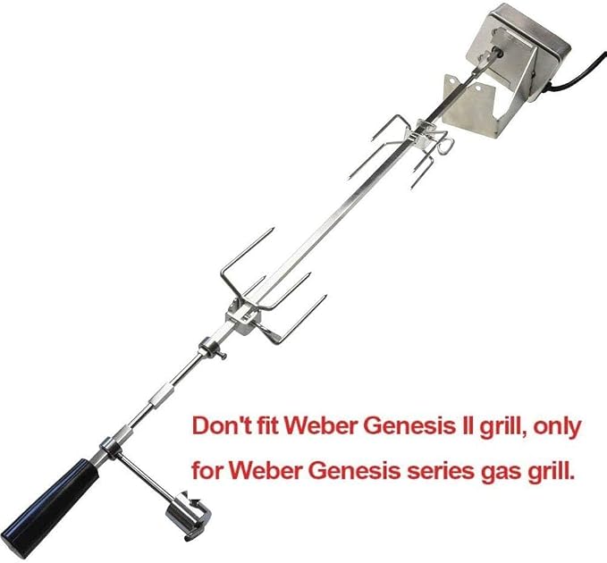 onlyfire Stainless Steel BBQ Rotisserie Kit for Weber Gas Grills | Fits for Weber Genesis 310/330(Year Under 2016), Spirit 310/330 Series Gas Grills, 3/8" Square Spit Rod