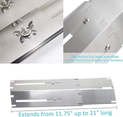 KEESHA Universal Heat Plates Tent Shield Grill Parts Stainless Steel Adjustable Burner Cover Flame Tamer for Nexgrill Parts Charbroil and Other Barbecue Gas Grill