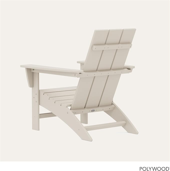 POLYWOOD Modern Adirondack Chair – All-Weather Outdoor Lawn Adirondack Chairs – HDPE, Fade-Resistant & Durable Outdoor Furniture – For Patio, Deck & Fire Pit Chairs – Sand