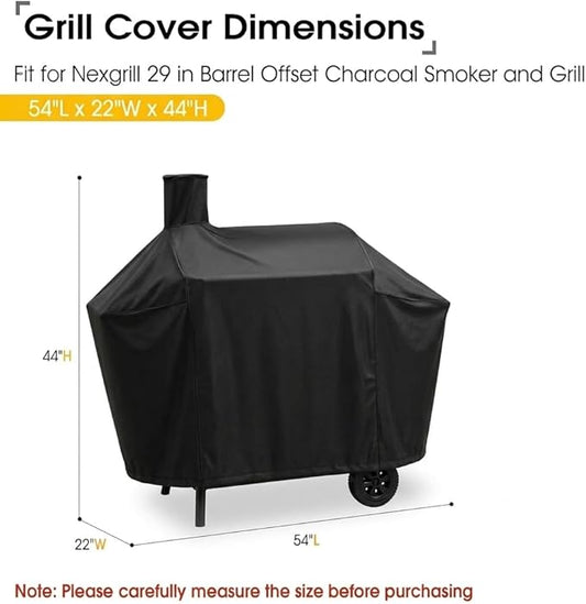 Grill Cover for Nexgrill 29 in Barrel Offset Charcoal Smoker and Grill, Waterproof Outdoor BBQ Griddle Cover for Nexgrill 810-0029