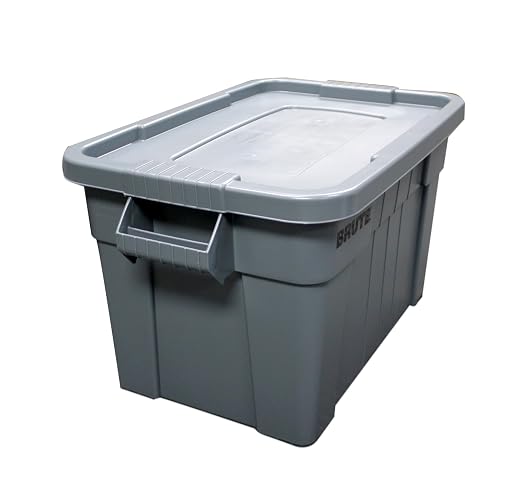 Rubbermaid Commercial Products BRUTE Tote Storage Container with Lid-included, 20-Gallon, Gray, Rugged/Reusable Boxes for Moving/Storing in Garage/Basement/Attic/Jobsite/Truck/Camping (FG9S3100GRAY)