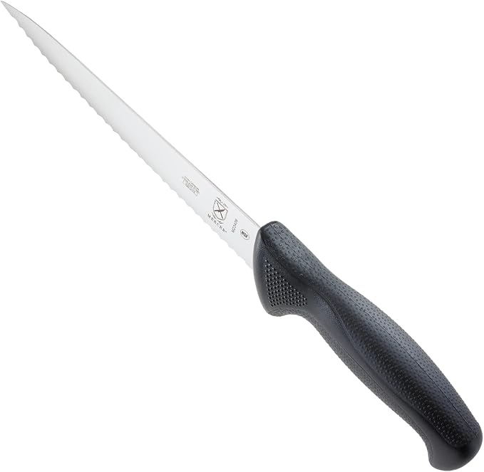 Mercer Culinary M23408 Millennia Black Handle, 8-Inch Wavy Edge, Utility Knife