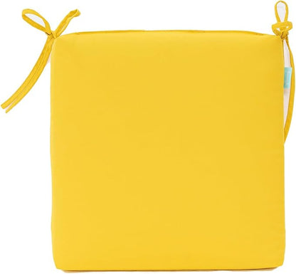 QILLOWAY Outdoor Indoor Chair Pads,Seat Cushions, Square Foam Dining Chair Patio Cushion Set of 4, All Weather, 17" Lx17 Wx3 D(Yellow)