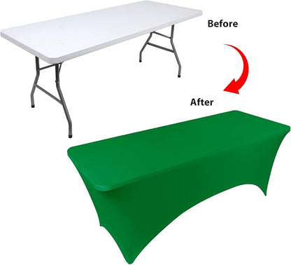 BDDC 8ft Stretch Spandex Fitted Table Cloth for 8 Foot Tables | GRS-Certified Eco-Friendly Fabric, Elastic Fit Rectangle Tablecloth, Washable, Wrinkle-Free, For Events & Parties