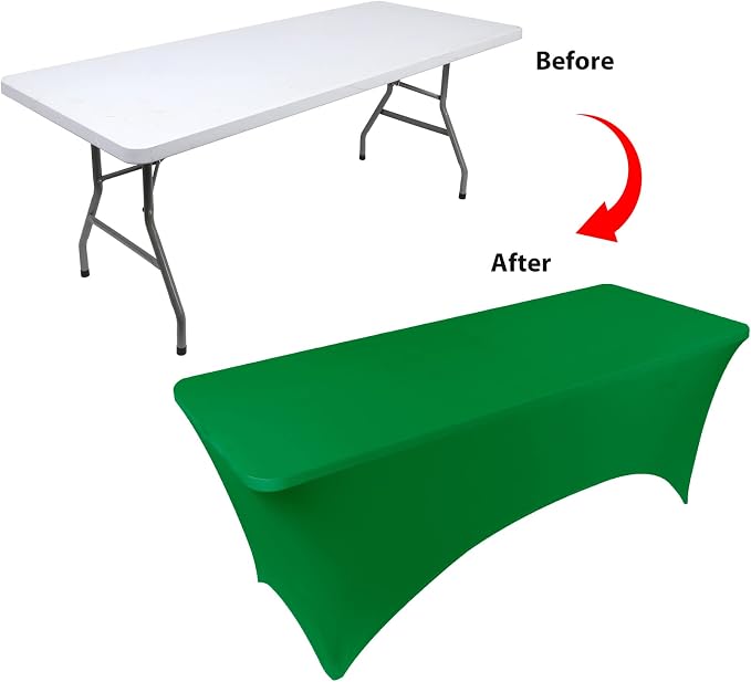 BDDC 6ft Stretch Spandex Fitted Table Cloth for 6 Foot Tables | GRS-Certified Eco-Friendly Fabric, Elastic Fit Rectangle Tablecloth, Washable, Wrinkle-Free, For Events & Parties