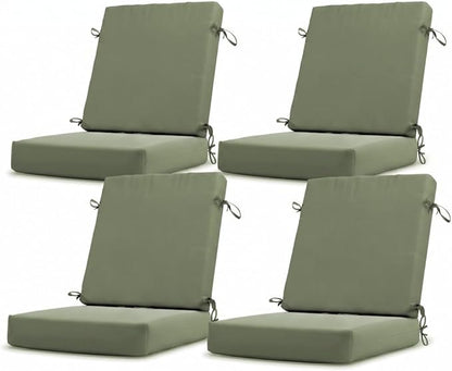 California Umbrella Outdoor Dining Chair, Set of 4 Patio Seat Cushions, 20 x 40 Inch, Premium Outdoor Memory Foam, Fade Resistant, Sunbrella Fabric, Fabric Ties, Spa