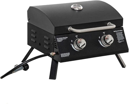 Outdoor Grills & Smokers: Portable Camping Charcoal Grill Cooking Barbecue with Thermometer, Side Shelves, and Ash Pan for Backyard BBQ,A1