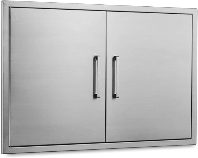 Outdoor Kitchen Doors- 30" W x 21" H - Stainless Steel BBQ Double Access Door,Flush Mount for Outdoor Kitchen and BBQ Island