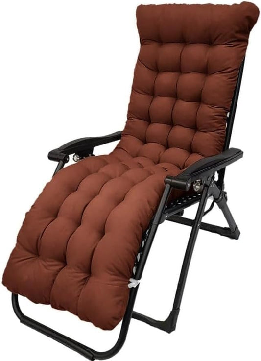 Patio Chaise Lounger Cushion， Rocking Chair Sofa Cushion with 6 Ties， Thick Padded Swing Bench Cushion， Zero Gravity Chair Cushion61x19x3in (Dark Coffee)