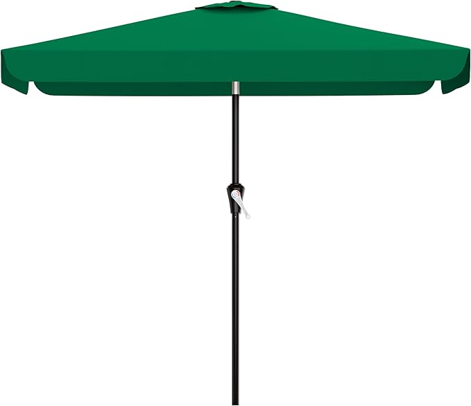 AreShark 6.5 x 10 FT Rectangular Valance Patio Umbrella, Outdoor Umbrella with Tilt and Crank, Market Table Umbrellas W/ 6 Ribs UV Protection for Garden, Deck, Backyard and Pool, Turquoise