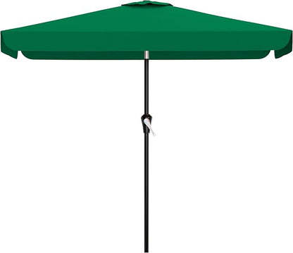 AreShark 6.5 x 10 FT Rectangular Valance Patio Umbrella, Outdoor Umbrella with Tilt and Crank, Market Table Umbrellas W/ 6 Ribs UV Protection for Garden, Deck, Backyard and Pool, Turquoise
