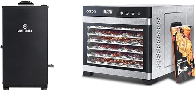 Masterbuilt MB20071117 Digital Electric Smoker, 30", Black & COSORI Food Dehydrator for Jerky, Large Drying Space with 6.48ft², 600W Dehydrated Dryer