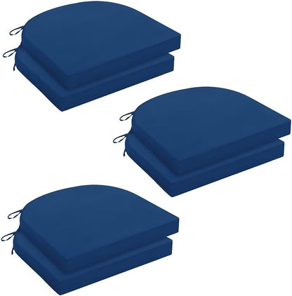 HARBOREST Outdoor Chair Cushions Set of 6, Water Resistant Patio Chair Cushions with Ties, Outdoor Seat Cushions for Patio Furniture, 17"x16"x2", Royal Blue