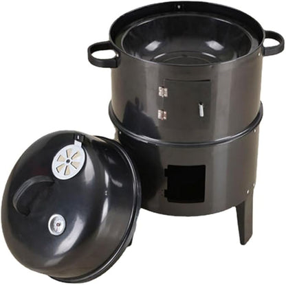 Double Layer Charcoal Grill & Smoker, Outdoor Wood Fired BBQ Stove with Vertical Design, 15.75" x 15.75" x 33.07" Traditional American Smokeless Grill for Garden, Camping, Backyard