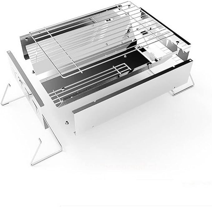 Portable Charcoal Grill for Camping BBQ Grills Outdoor Barbecue Grill Stainless Steel Stove with Backpack, Compact for Picnic Accessories Tools,30 * 20 * 17Cm-D