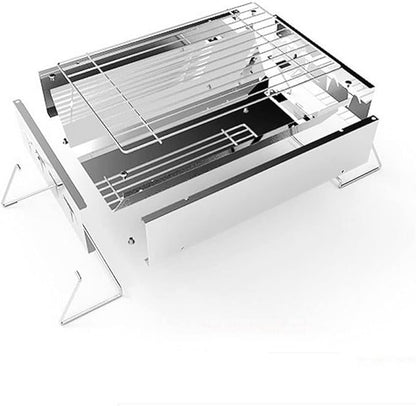 Portable Charcoal Grill for Camping BBQ Grills Outdoor Barbecue Grill Stainless Steel Stove with Backpack, Compact for Picnic Accessories Tools,30 * 20 * 17Cm-D