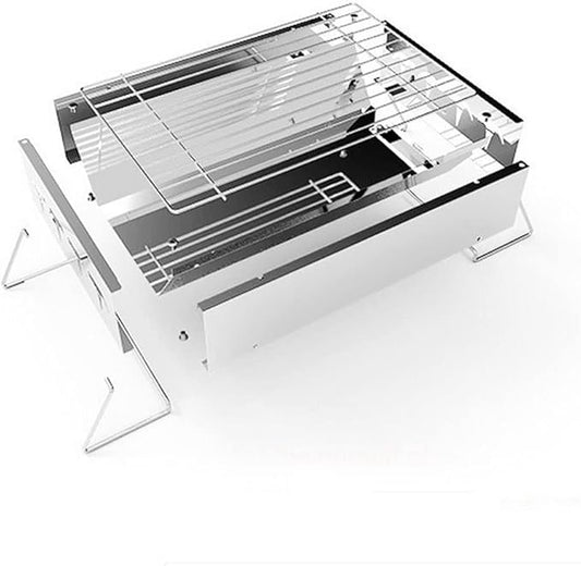 Portable Charcoal Grill for Camping BBQ Grills Outdoor Barbecue Grill Stainless Steel Stove with Backpack, Compact for Picnic Accessories Tools,30 * 20 * 17Cm-D