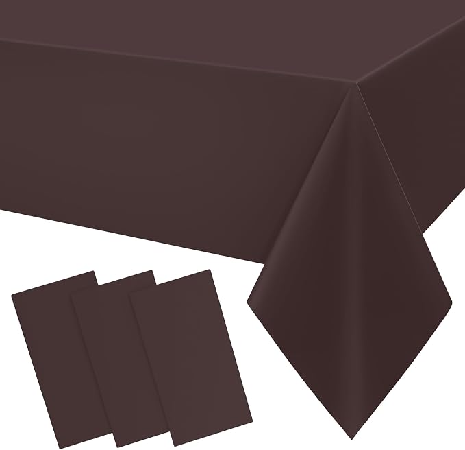 Smiry Disposable Table Cloth 3 Pack, 54 x 108 Inch Waterproof Plastic Tablecloth, Decorative Rectangle Table Covers for Party, Birthday, Picnic, Coffee
