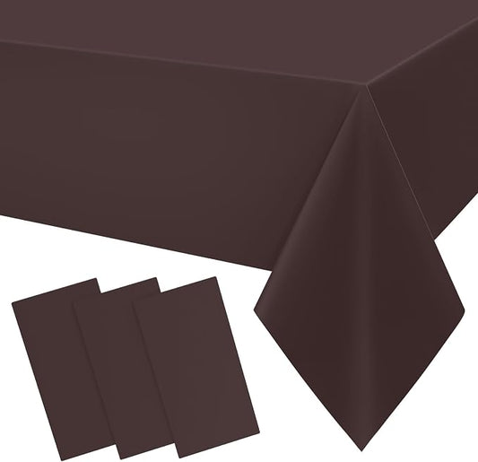 Smiry Disposable Table Cloth 3 Pack, 54 x 108 Inch Waterproof Plastic Tablecloth, Decorative Rectangle Table Covers for Party, Birthday, Picnic, Coffee