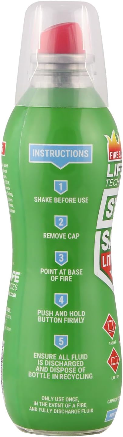 StaySafe Lithium Fire Extinguishing Spray By LifeSafe Technologies | Patented Non-Toxic Fluid Suppresses Fires Caused By Lithium-Ion Batteries in Phones, Laptops, Power Banks and Other Electronics