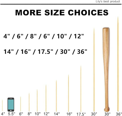 HOPELF 4" Natural Bamboo Skewers Sticks for Appetiser，Fruit，Cocktail，Kabob，Chocolate Fountain，Grilling，Barbecue，Kitchen，Crafting.More Size Choices 4"/6"/8"/10"/12"/14"/16"/17.5"/30"/36"(500 PCS)