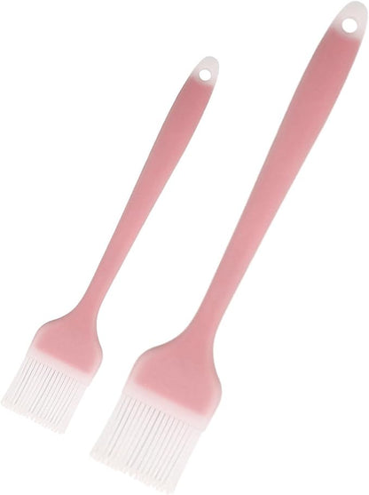 Pastry Brush Silicone Basting Brush for Cooking,2PCS 10+8 in Heat Resistant Food Brushes for Baking, Grilling, Cooking and Spreading Oil, Butter, BBQ Sauce, or Marinade (Red)
