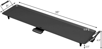 DORTALA 35'' Electric Griddle Teppanyaki Grill, Nonstick Extra Large Cooking Plate for Pancake Barbecue, Indoor Outdoor Table Top Grill with Adjustable Temperature & Drip Tray, 2000W