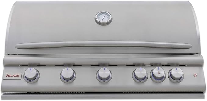 Blaze Premium LTE+ 40-Inch 5-Burner Built-In Natural Gas Grill | Stainless Steel Outdoor BBQ with Rear Infrared Burner, LED Control Knobs & Lift-Assist Hood | BLZ-5LTE3-NG