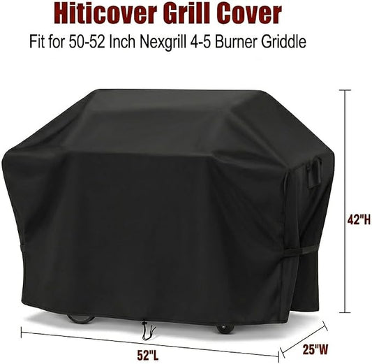 52" Grill Cover for 50-52 Inch Nexgrill 4-5 Burner Griddle | Outdoor Waterproof Outdoor BBQ Griddle Cover,Fade-resistant UV Resistant All Weather Protection,52"W x 25"D x 42"H,Black