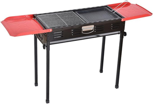 Portable Charcoal Grill for Camping BBQ, Outdoor Barbecue Grill with Folding Stainless Steel Rack, Camping Grill Stove,65 * 30 * 68Cm-D