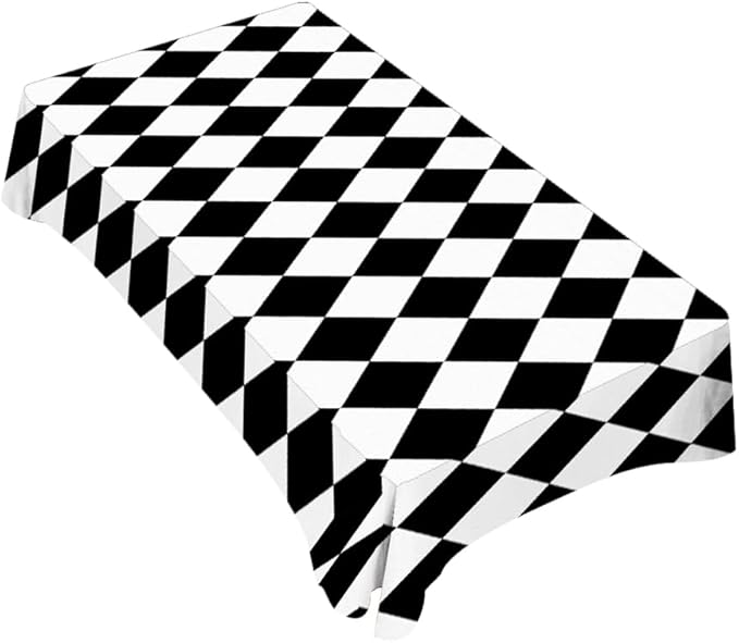 TKS MITLAN Diamond Decorative Rectangle Tablecloth Black White Diamond Pattern Polyester Table Cloths Kitchen Table Cover for Dining BBQ Picnic Coffee Table 60 x 84 Inch 6-8 Seats