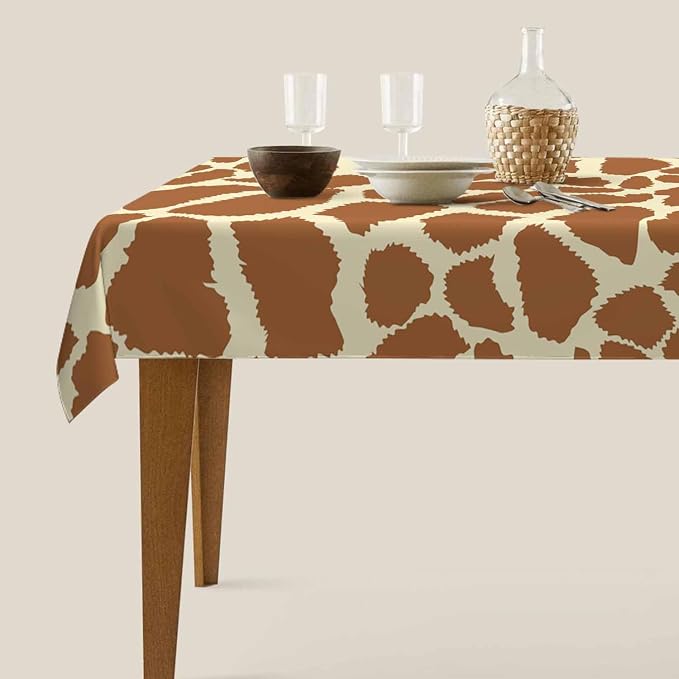 TKS MITLAN Tablecloth Animal Prints Brown Table Cloth Rectangle Table 60 x 84 Inch Giraffe Skin Texture Irregular Geometric Shape Fashion Kitchen Decorations for Home Dinner Party