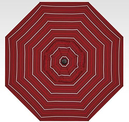 Treasure Garden 9ft Patio Umbrella – Outdoor Market Umbrella - Deluxe Auto-Tilt – Black Aluminum Frame with Kevlar Lift Cord (Outdurra, Harper Crimson Stripe)
