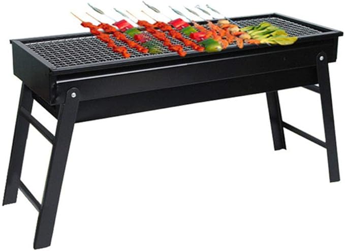 Gaone Portable Charcoal Grill, Stainless Steel Folding Grill, Barbecue Drawer for Family BBQ Party, Outdoor Garden, 5-10 People, Chrome Plated Cooking Grid (Black)